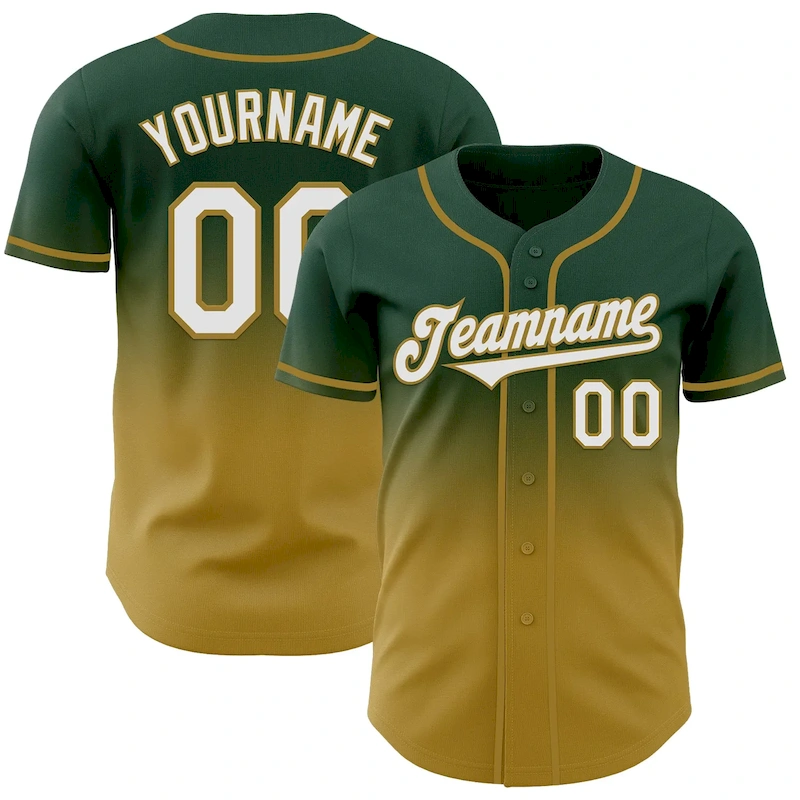 FadeFashion1322.webp Custom Green White-Old Gold Authentic Fade Fashion Baseball Jersey - Image 1